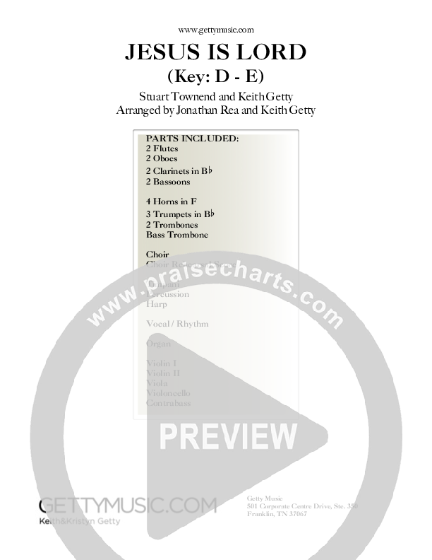 Jesus Is Lord Cover Sheet (Keith & Kristyn Getty)