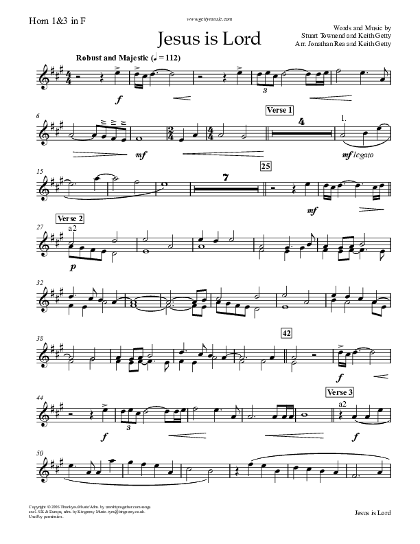 Jesus Is Lord French Horn (Keith & Kristyn Getty)