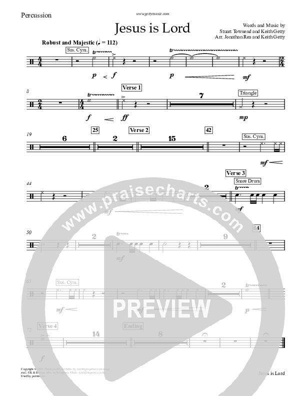 Jesus Is Lord Percussion (Keith & Kristyn Getty)