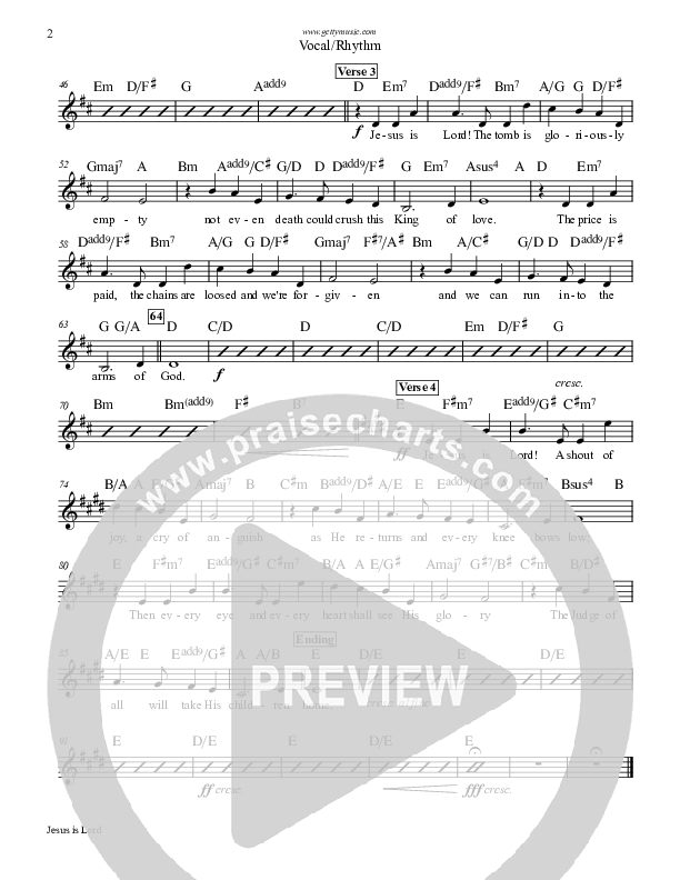 Jesus Is Lord Rhythm/Vocal (Keith & Kristyn Getty)