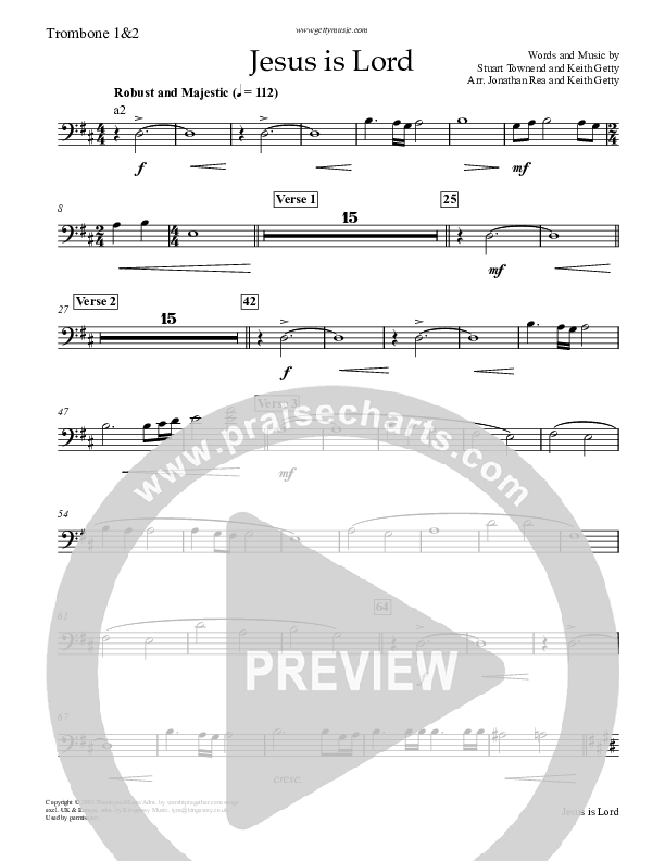 Jesus Is Lord Trombone 1/2 (Keith & Kristyn Getty)