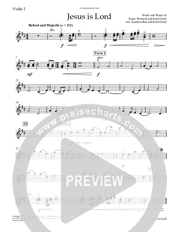 Jesus Is Lord Violin 1 (Keith & Kristyn Getty)