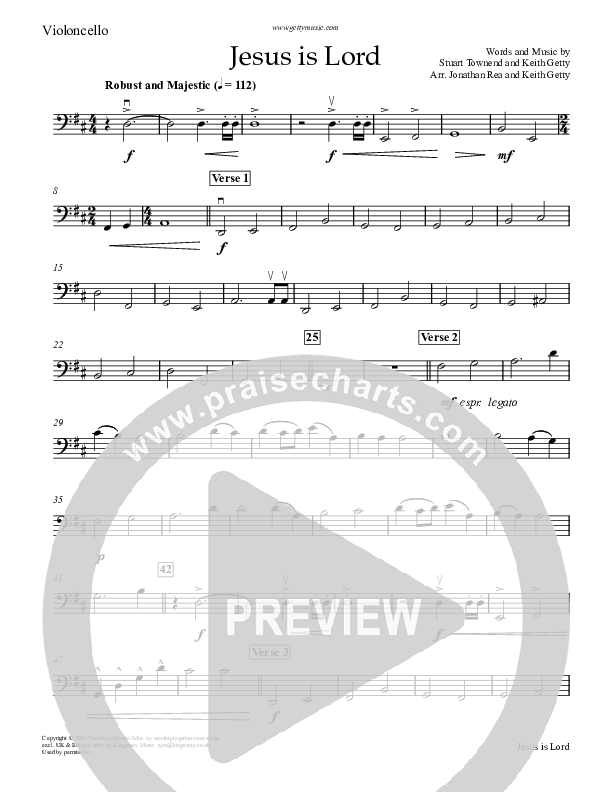 Jesus Is Lord Violincello (Keith & Kristyn Getty)