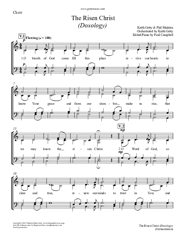 O Breath Of God (The Risen Christ) Choir Sheet (Keith & Kristyn Getty)
