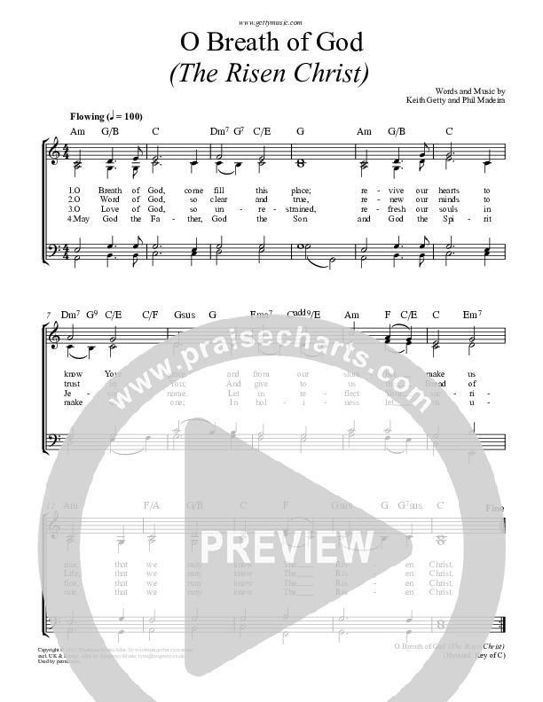 O Breath Of God (The Risen Christ) Lead Sheet (SAT) (Keith & Kristyn Getty)