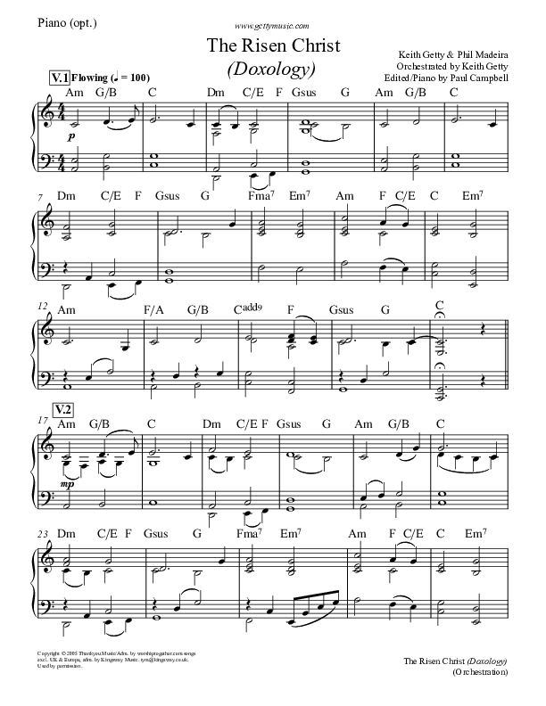 O Breath Of God (The Risen Christ) Piano Sheet (Keith & Kristyn Getty)