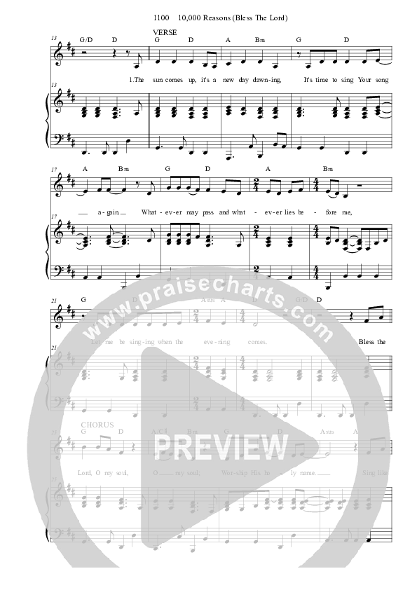 10,000 Reasons (Bless The Lord) Piano/Vocal (Dennis Prince / Nolene Prince)