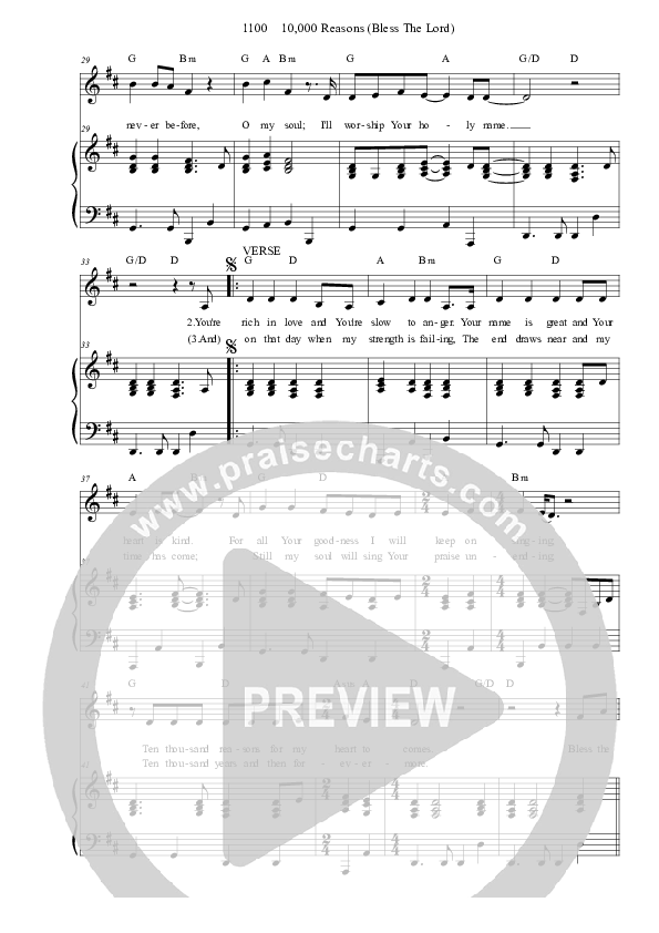 10,000 Reasons (Bless The Lord) Piano/Vocal (Dennis Prince / Nolene Prince)