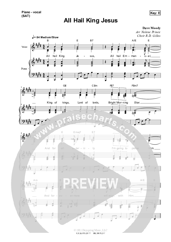 All Hail King Jesus Piano/Vocal & Lead (Dennis Prince / Nolene Prince)