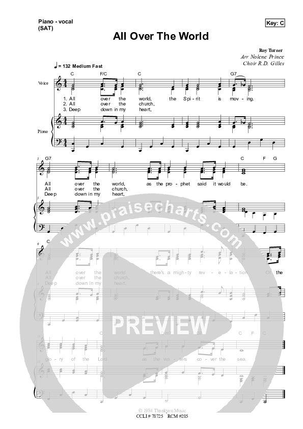 All Over The World Piano/Vocal & Lead (Dennis Prince / Nolene Prince)