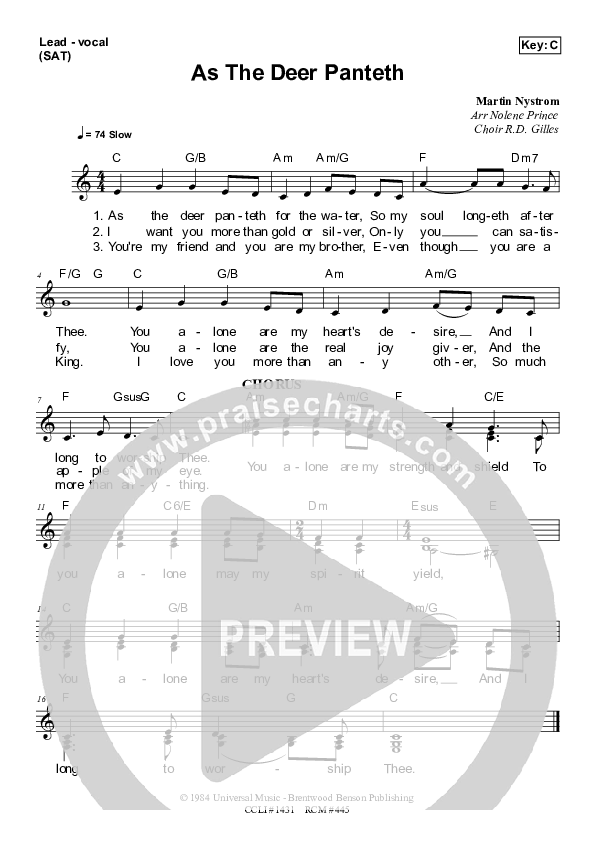 As The Deer Lead Sheet (Dennis Prince / Nolene Prince)