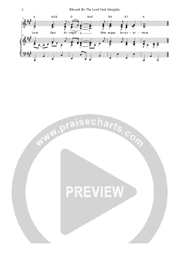 Blessed Be The Lord God Almighty Piano/Vocal (SAT) (Dennis Prince / Nolene Prince)