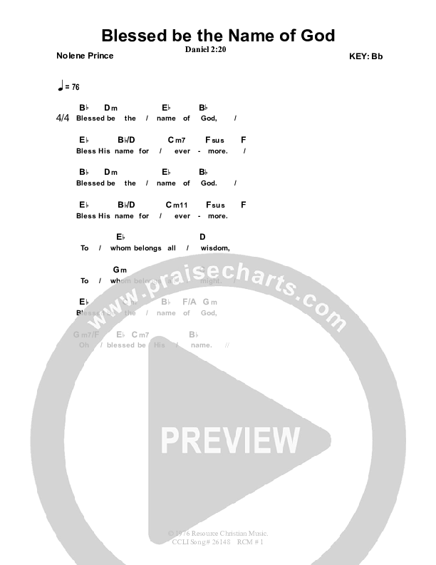 Blessed Be The Name Of God Chords & Lyrics (Dennis Prince / Nolene Prince)