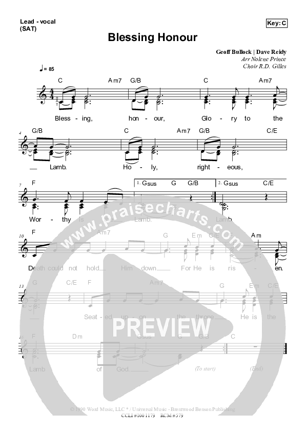 Blessing Honour Lead & Piano (Dennis Prince / Nolene Prince)