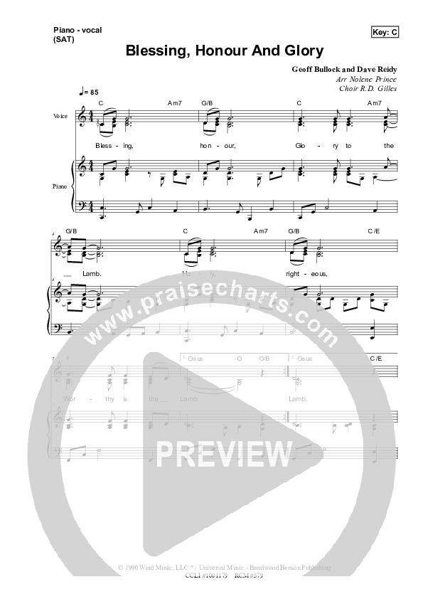 Blessing Honour Lead & Piano (Dennis Prince / Nolene Prince)