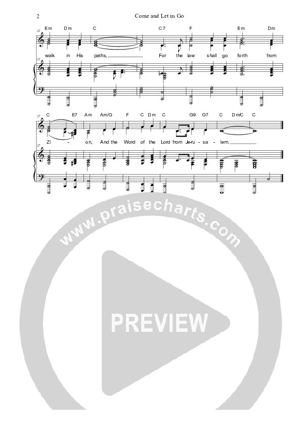 Come And Let Us Go Piano/Vocal & Lead (Dennis Prince / Nolene Prince)