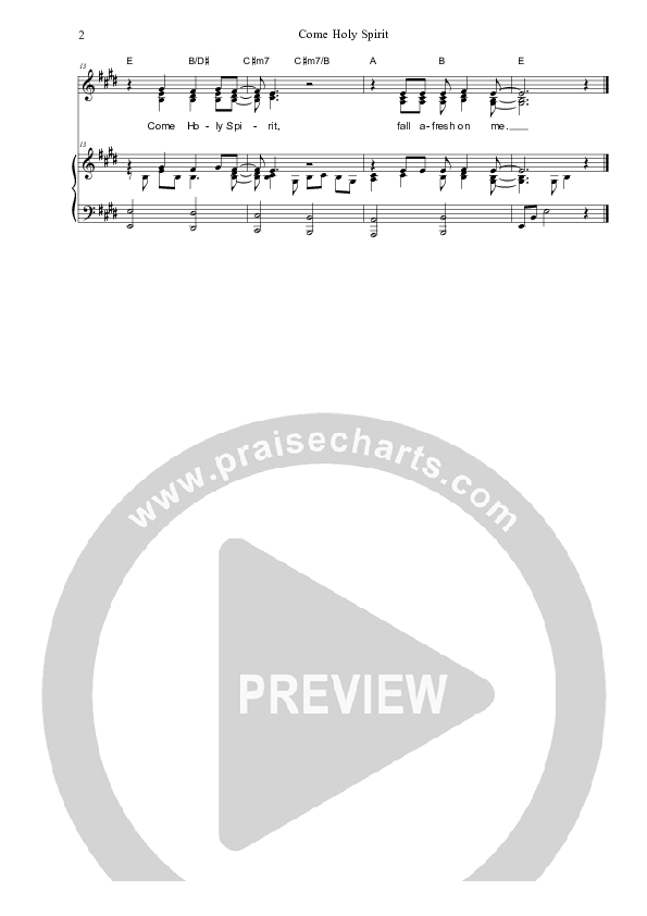 Come Holy Spirit Piano/Vocal & Lead (Dennis Prince / Nolene Prince)
