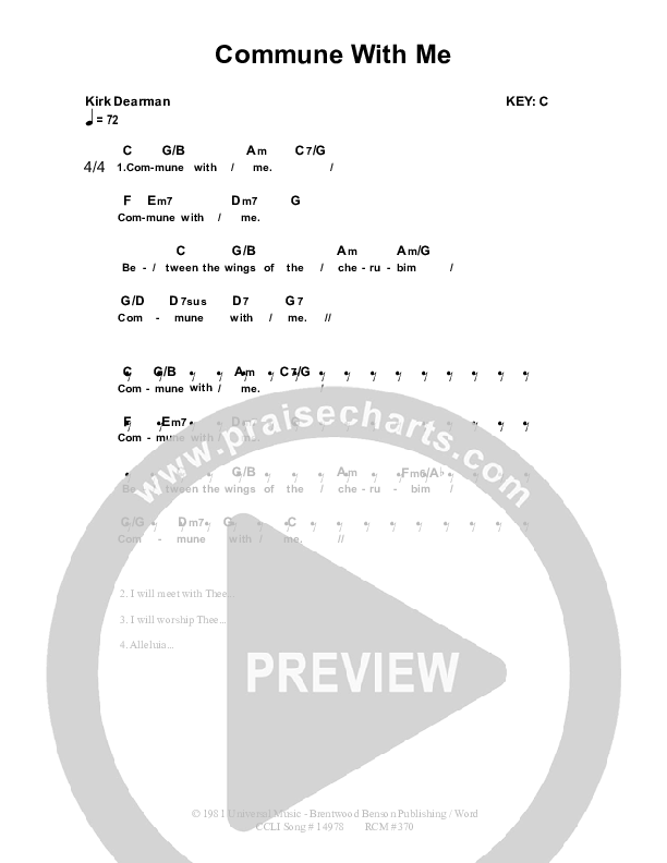 Commune With Me Chord Chart (Dennis Prince / Nolene Prince)