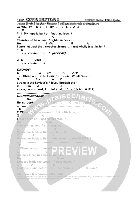 Cornerstone Chords PDF (Dennis Prince / Nolene Prince) PraiseCharts