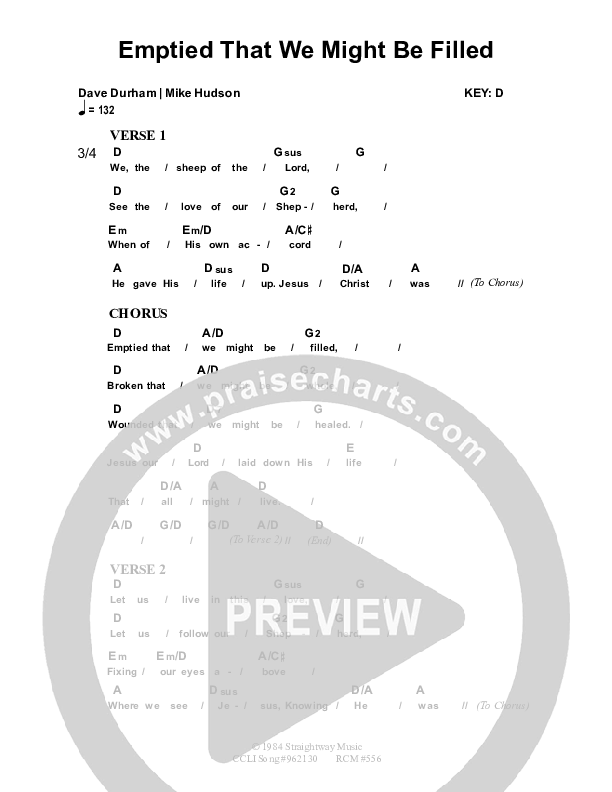 Emptied That We Might Be Filled Chords & Lyrics (Dennis Prince / Nolene Prince)