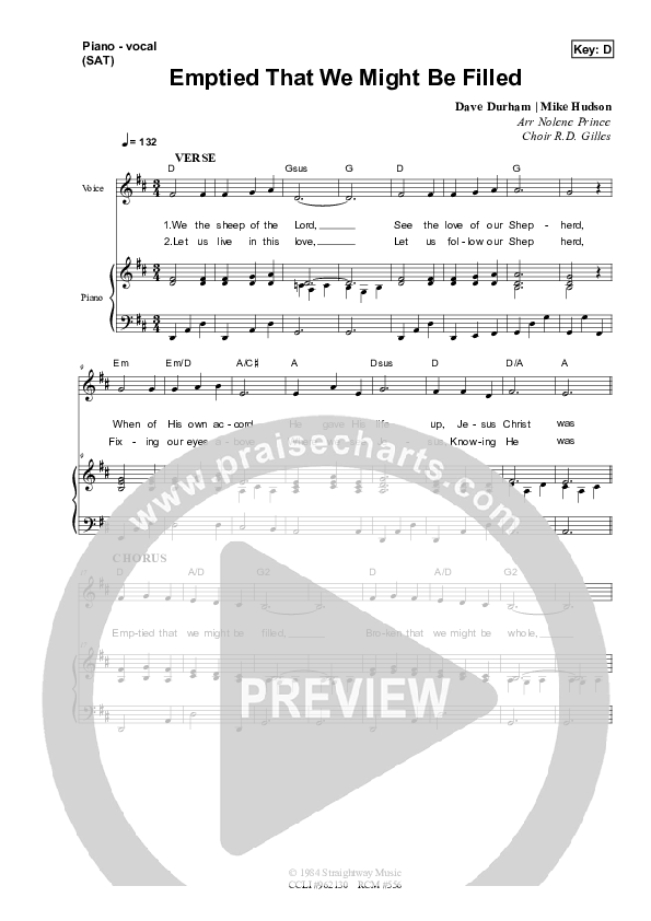 Emptied That We Might Be Filled Piano/Vocal & Lead (Dennis Prince / Nolene Prince)