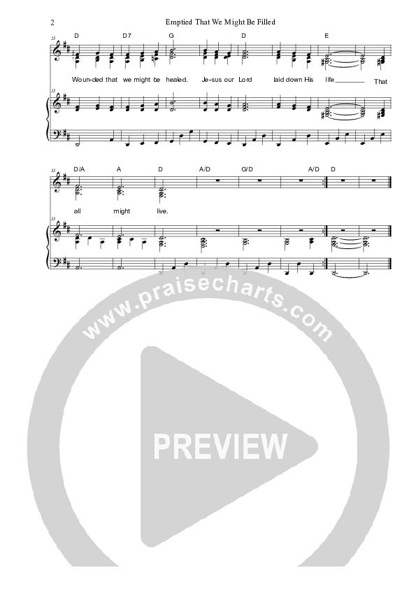 Emptied That We Might Be Filled Piano/Vocal & Lead (Dennis Prince / Nolene Prince)