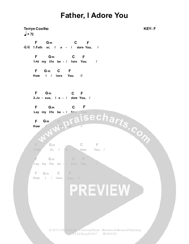 Father I Adore You Chord Chart (Dennis Prince / Nolene Prince)