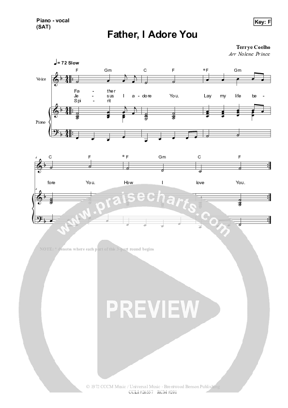 Father I Adore You Lead & Piano (Dennis Prince / Nolene Prince)