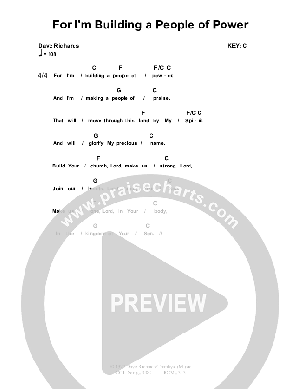 For I'm Building A People Of Power Chords PDF (Dennis Prince / Nolene