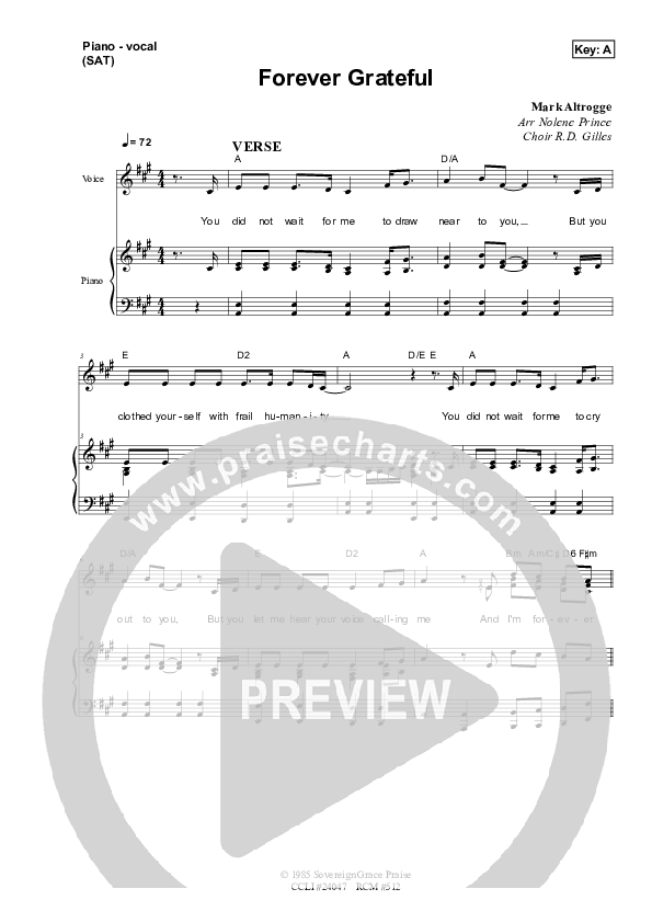 I'm Forever Grateful Piano/Vocal (SAT) (Dennis Prince / Nolene Prince)