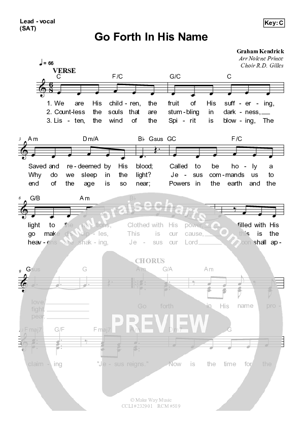 Go Forth In His Name Lead Sheet (SAT) (Dennis Prince / Nolene Prince)