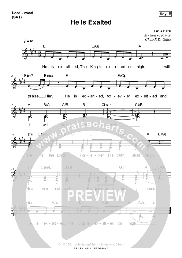 He Is Exalted Piano/Vocal & Lead (Dennis Prince / Nolene Prince)