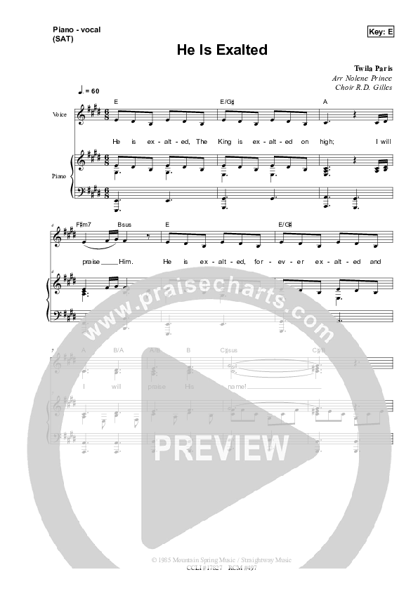 He Is Exalted Piano/Vocal & Lead (Dennis Prince / Nolene Prince)