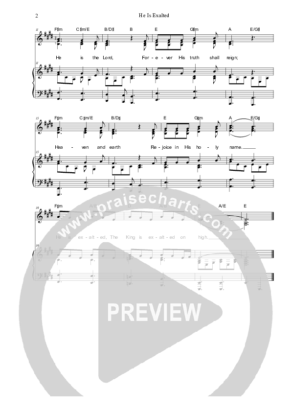 He Is Exalted Piano/Vocal & Lead (Dennis Prince / Nolene Prince)