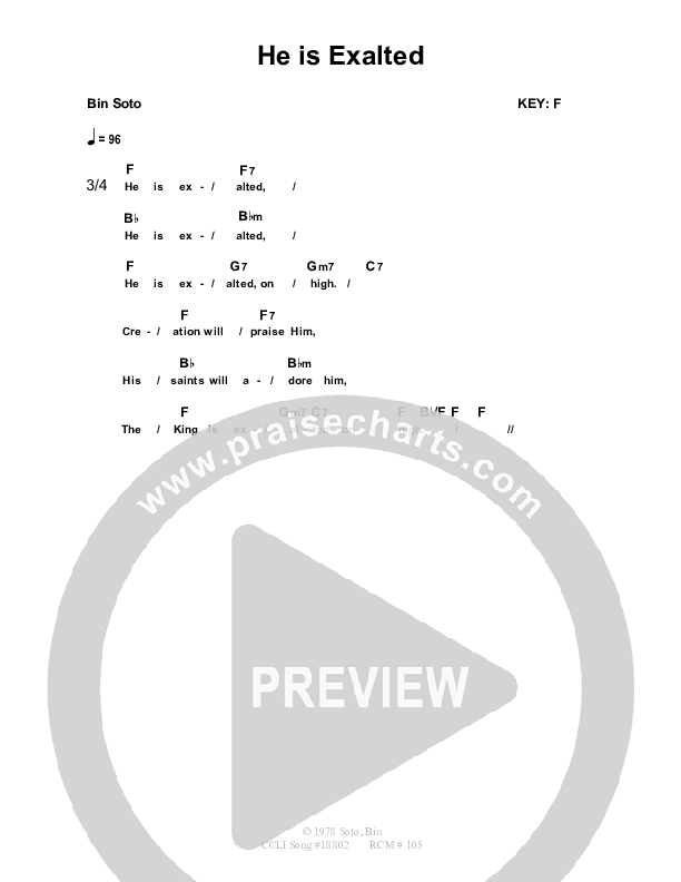 He Is Exalted Chords & Lyrics (Dennis Prince / Nolene Prince)