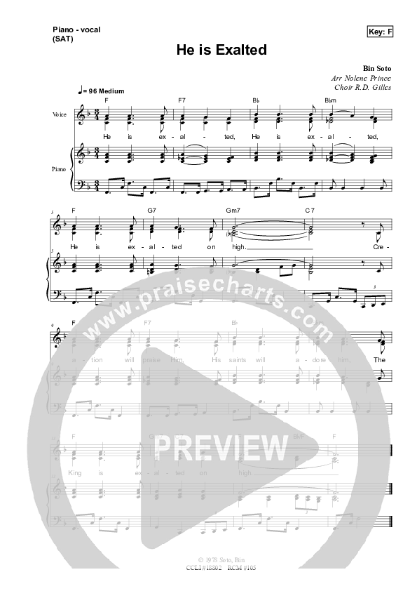 He Is Exalted Lead & Piano (Dennis Prince / Nolene Prince)