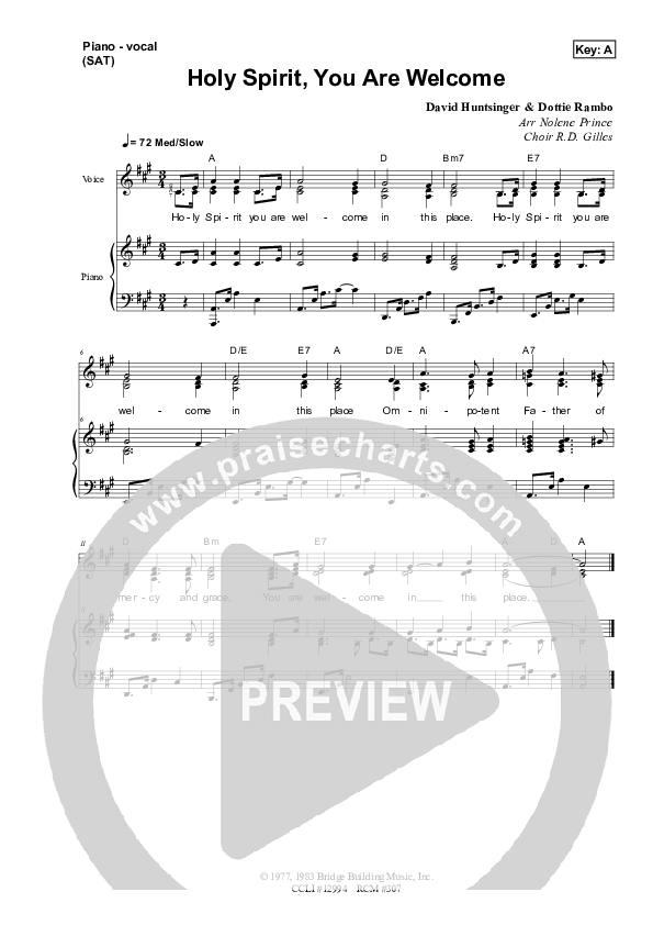 Holy Spirit You Are Welcome Piano/Vocal & Lead (Dennis Prince / Nolene Prince)