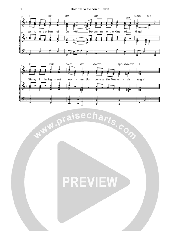 Hosanna To The Son Of David Lead & Piano (Dennis Prince / Nolene Prince)