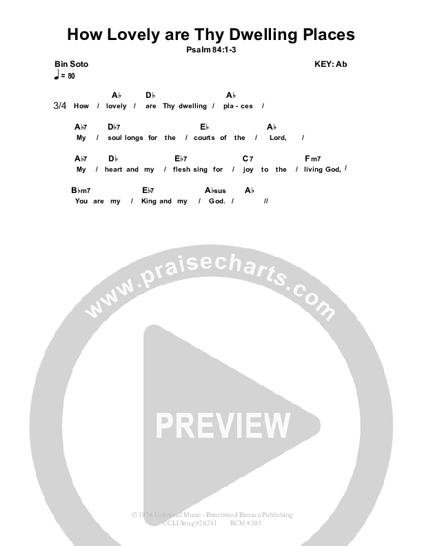 How Lovely Are Thy Dwelling Places Chords & Lyrics (Dennis Prince / Nolene Prince)