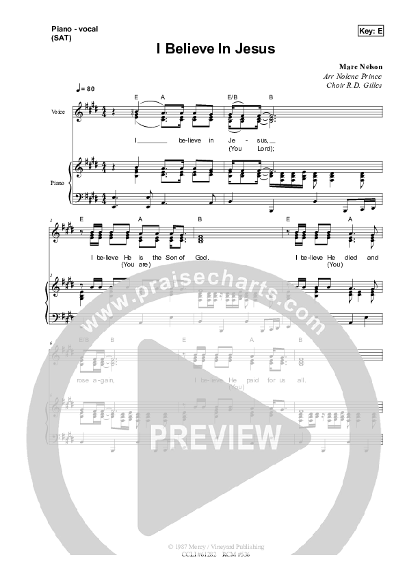 I Believe In Jesus Piano/Vocal (SAT) (Dennis Prince / Nolene Prince)
