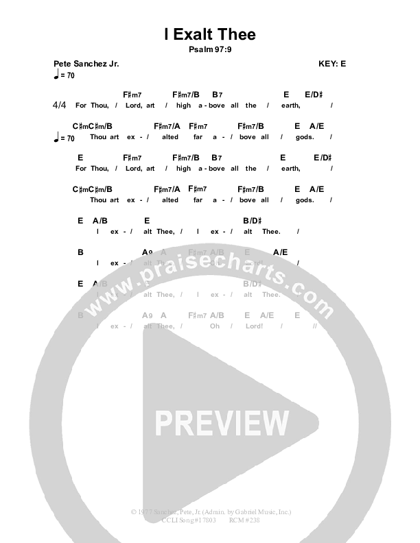 I Exalt Thee Chord Chart (Dennis Prince / Nolene Prince)