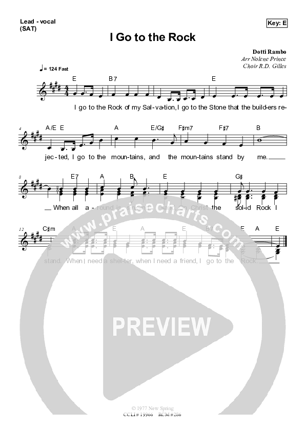 I Go To The Rock Lead Sheet (SAT) (Dennis Prince / Nolene Prince)