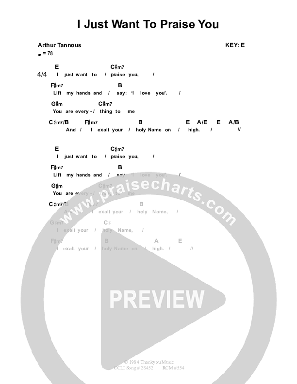 I Just Want To Praise You Chords & Lyrics (Dennis Prince / Nolene Prince)
