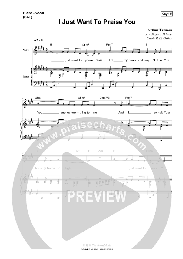 I Just Want To Praise You Piano/Vocal & Lead (Dennis Prince / Nolene Prince)