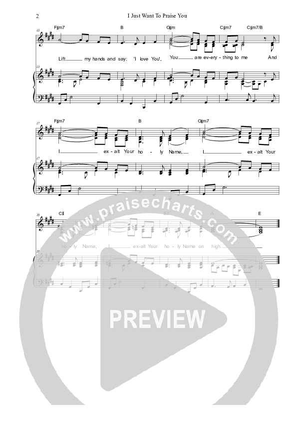 I Just Want To Praise You Piano/Vocal & Lead (Dennis Prince / Nolene Prince)