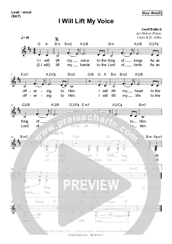 I Will Lift My Voice Piano/Vocal & Lead (Dennis Prince / Nolene Prince)