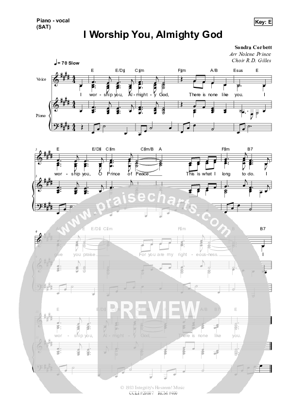 I Worship You Almighty God Lead & Piano (Dennis Prince / Nolene Prince)