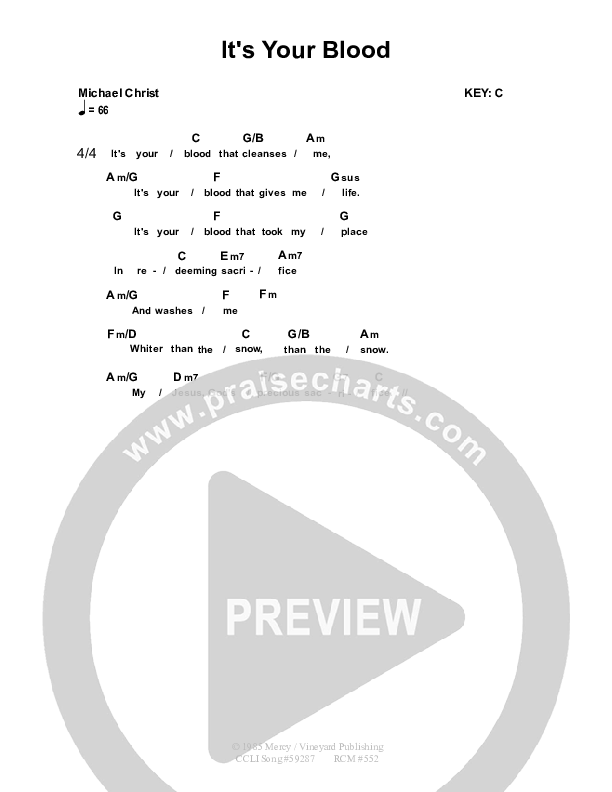 It's Your Blood Chords PDF (Dennis Prince / Nolene Prince) PraiseCharts