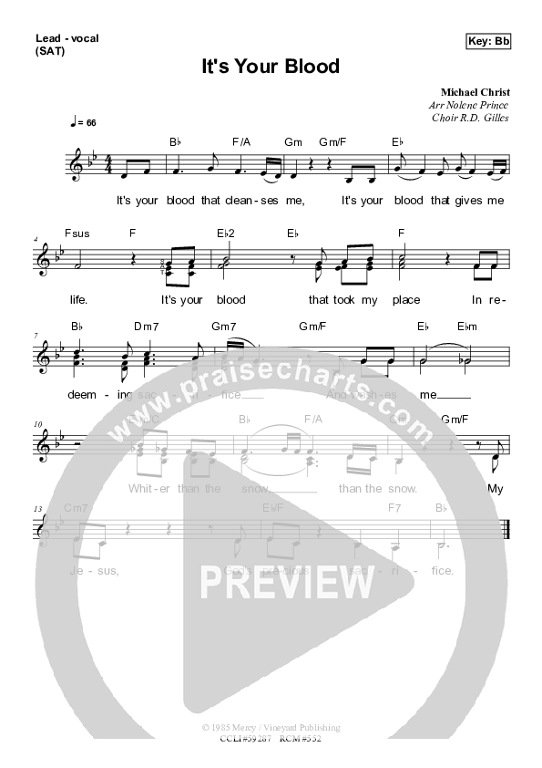 It's Your Blood Lead Sheet (SAT) (Dennis Prince / Nolene Prince)