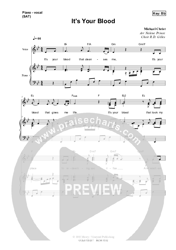 It's Your Blood Piano/Vocal (SAT) (Dennis Prince / Nolene Prince)